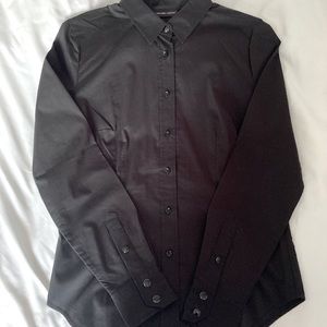 New York & Co. Black Stretch Button Down Shirt, Sm